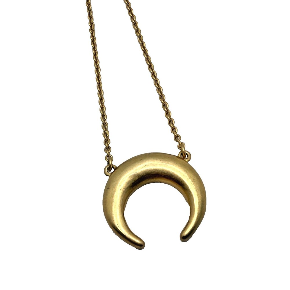 MADEWELL Crescent Moon Necklace Gold Tone Pendant Charm Statement 26" to 29" - Picture 3 of 8